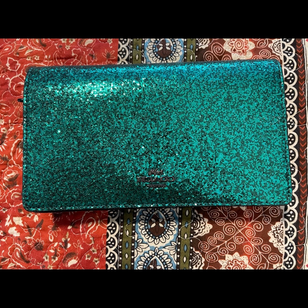 Brand new Coach glitter emerald green crossbody